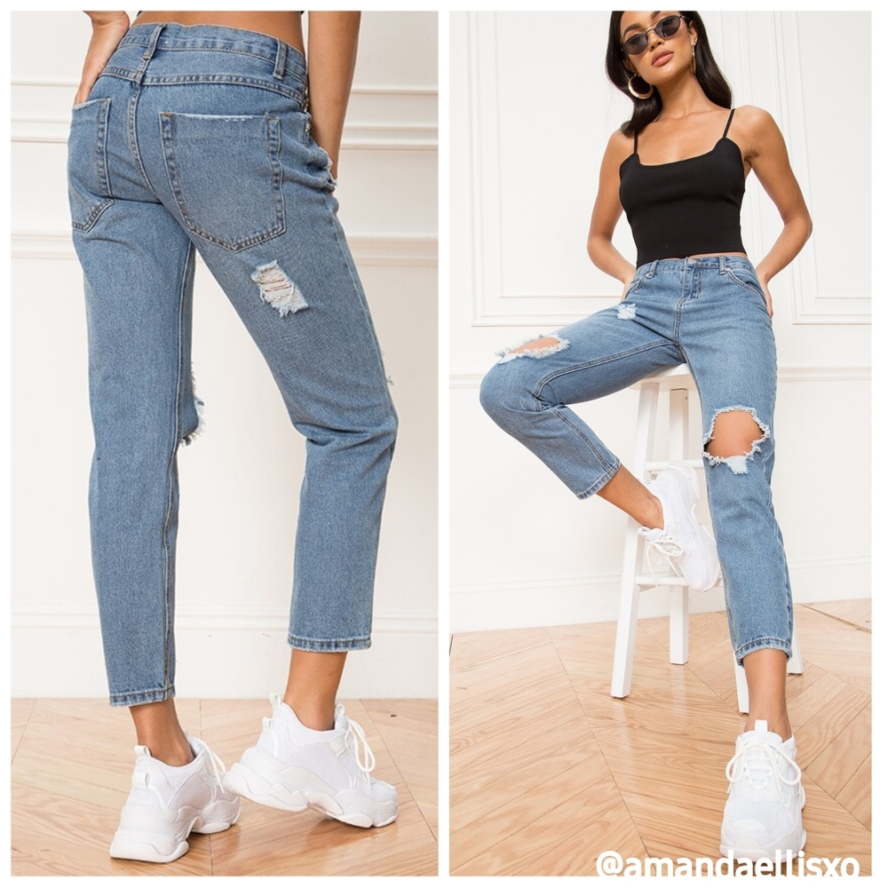 Revolve superdown Angie Girlfriend Straight Leg Jeans in Vintage Blue Wash